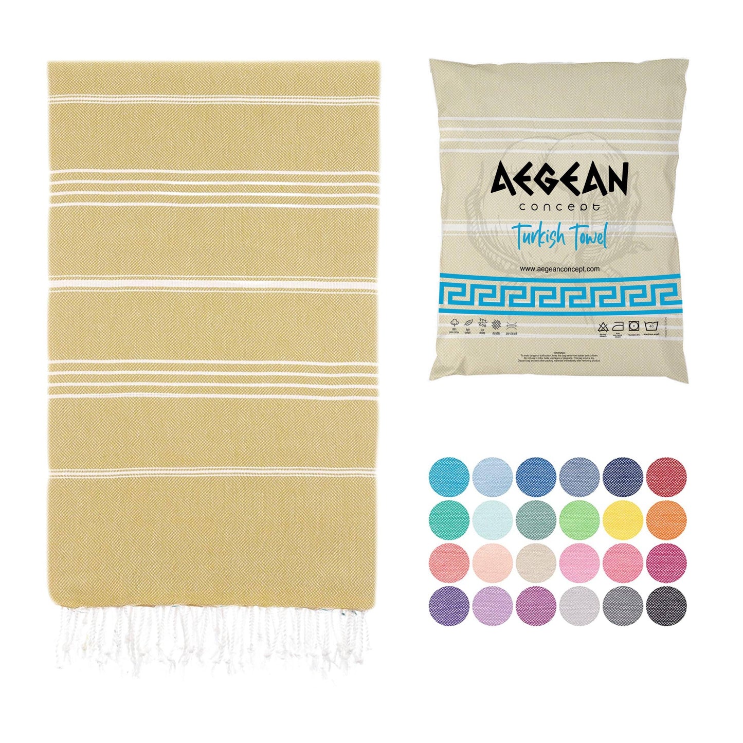 Aegean Concept Turkish Beach Towel, Oversized, Quick-Dry