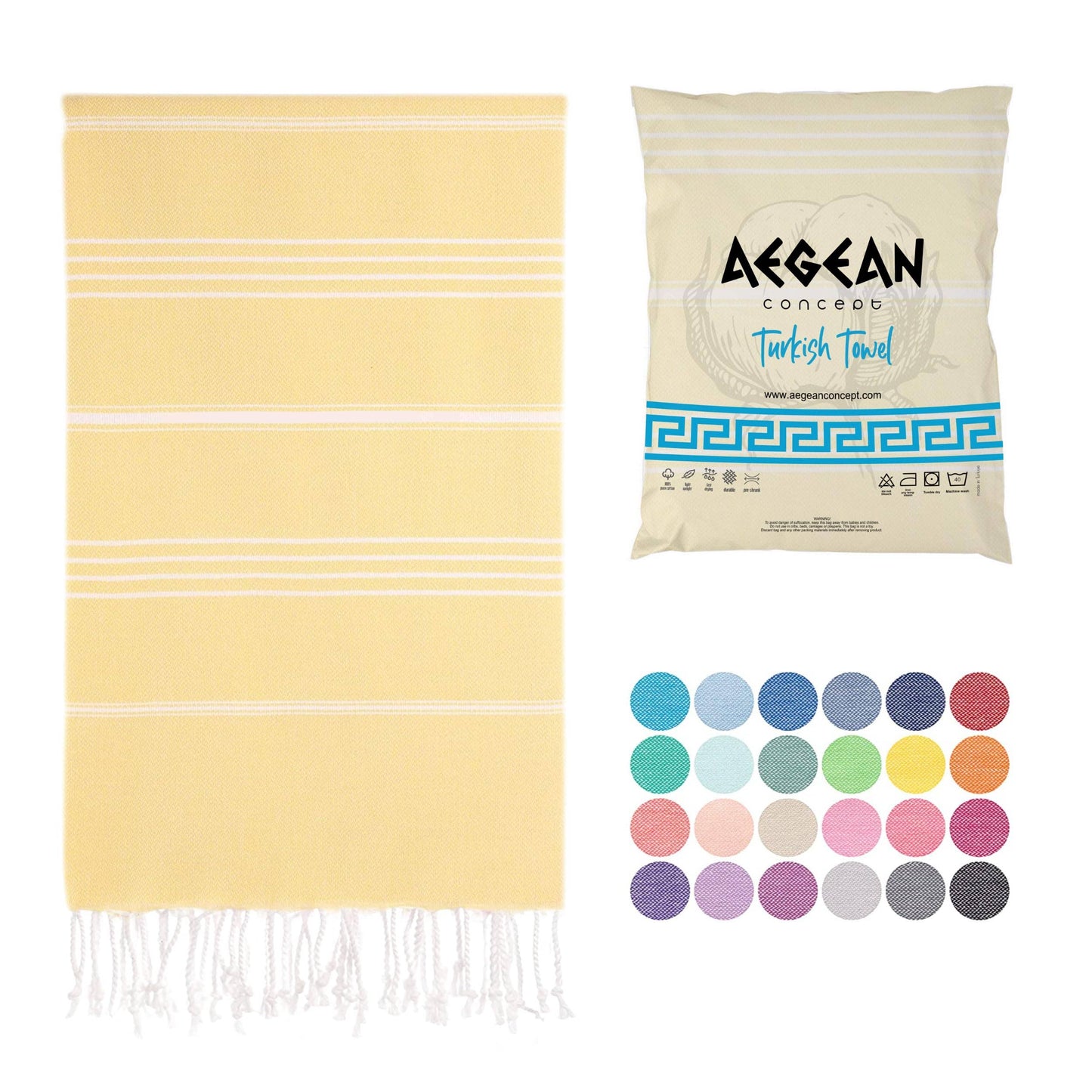 Aegean Concept Turkish Beach Towel, Oversized, Quick-Dry