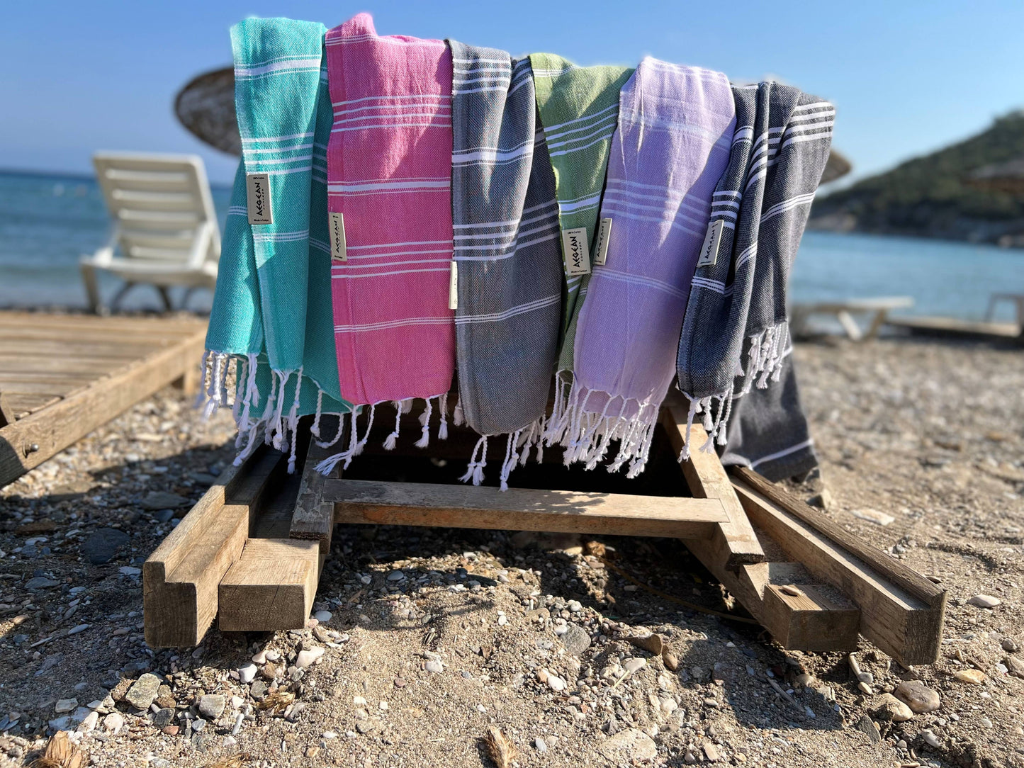 Aegean Concept Turkish Beach Towel, Oversized, Quick-Dry