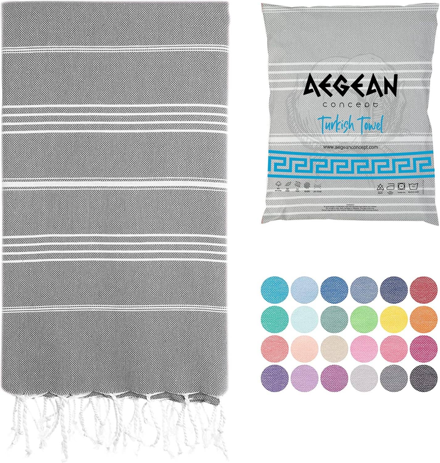 Aegean Concept Turkish Beach Towel, Oversized, Quick-Dry