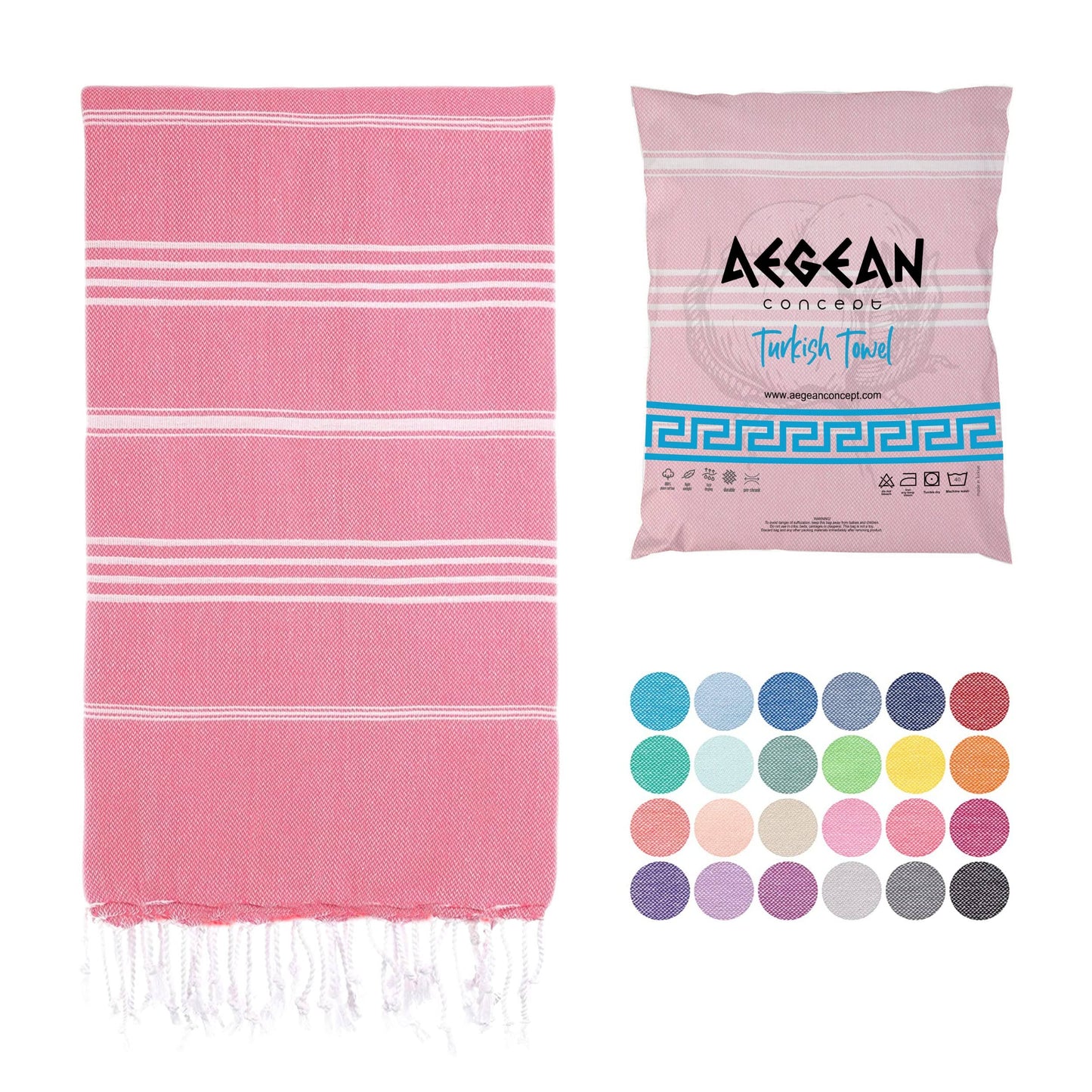 Aegean Concept Turkish Beach Towel, Oversized, Quick-Dry