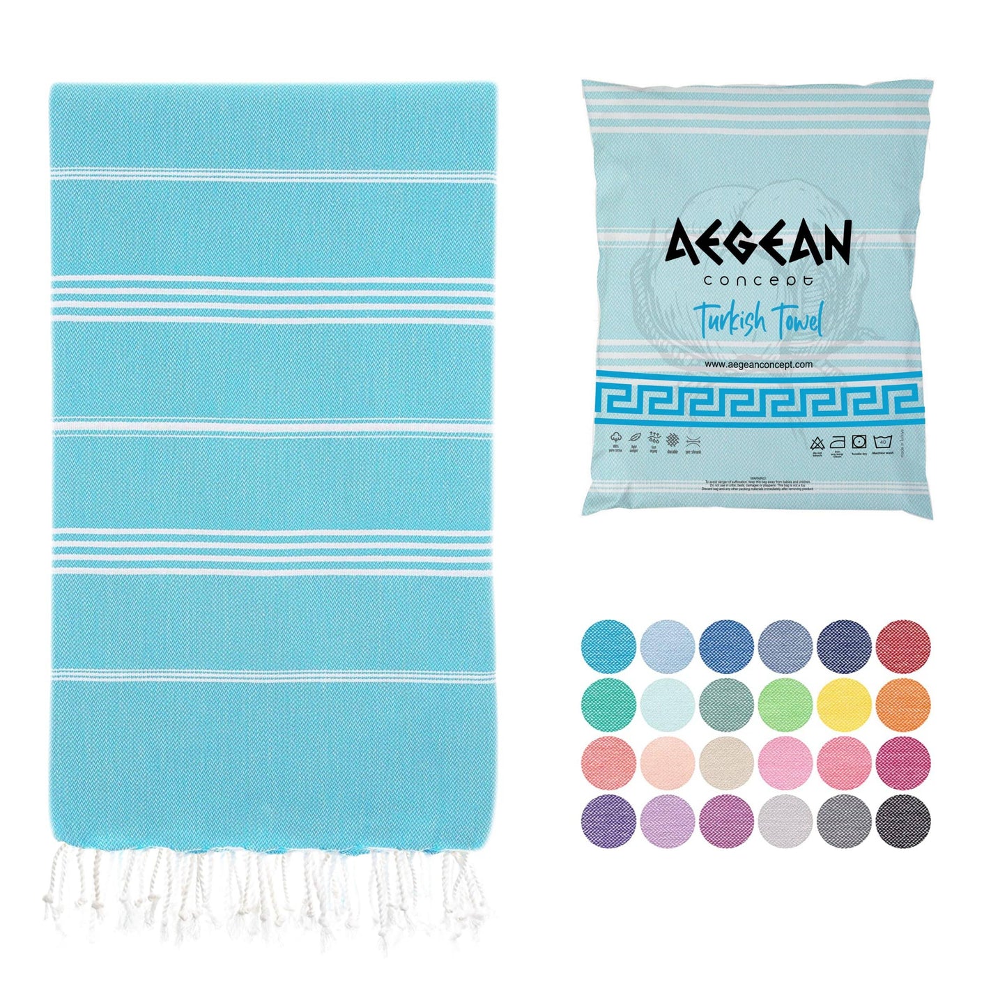 Aegean Concept Turkish Beach Towel, Oversized, Quick-Dry