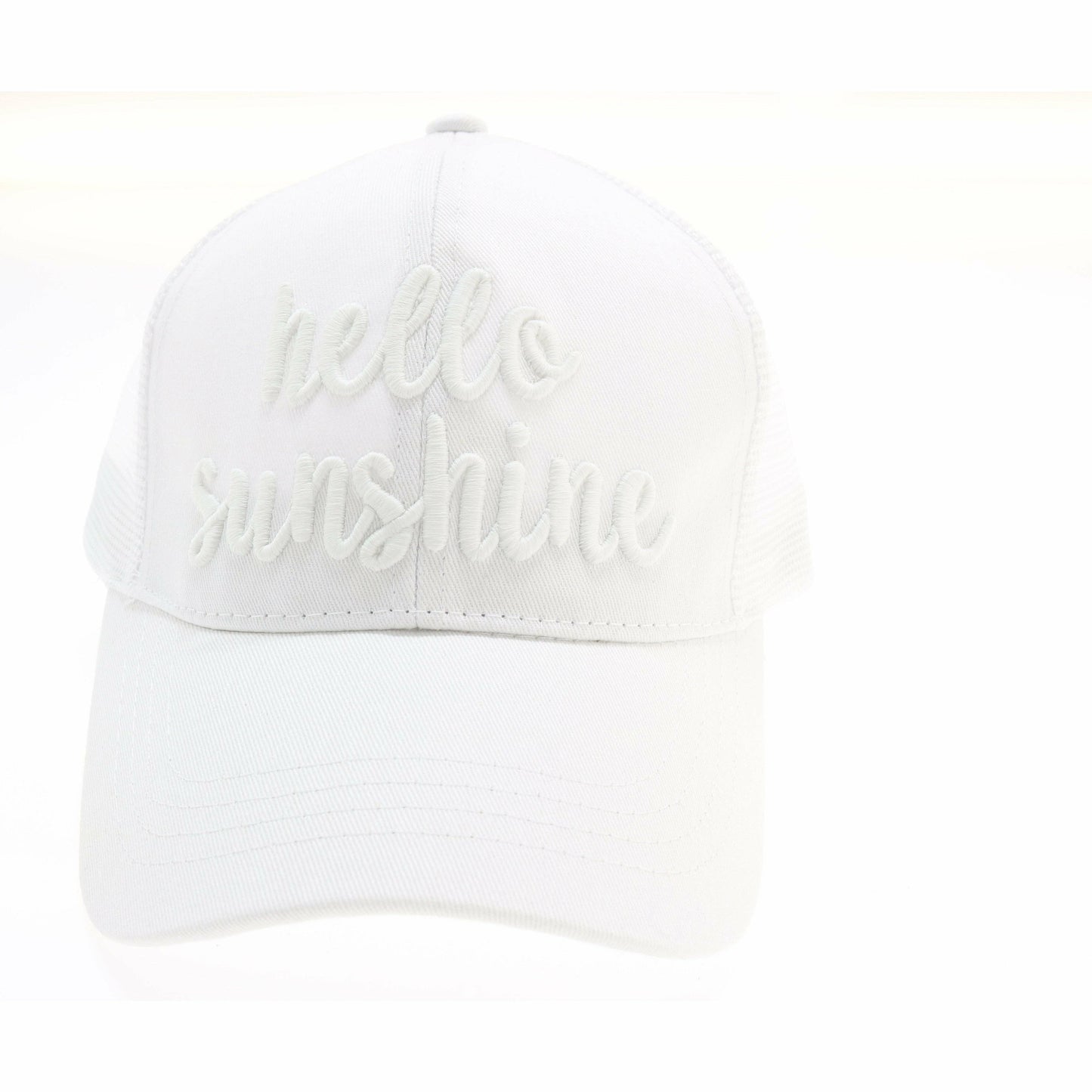 Hello Sunshine Embroidered Mesh Back High Ponytail CC Ball C