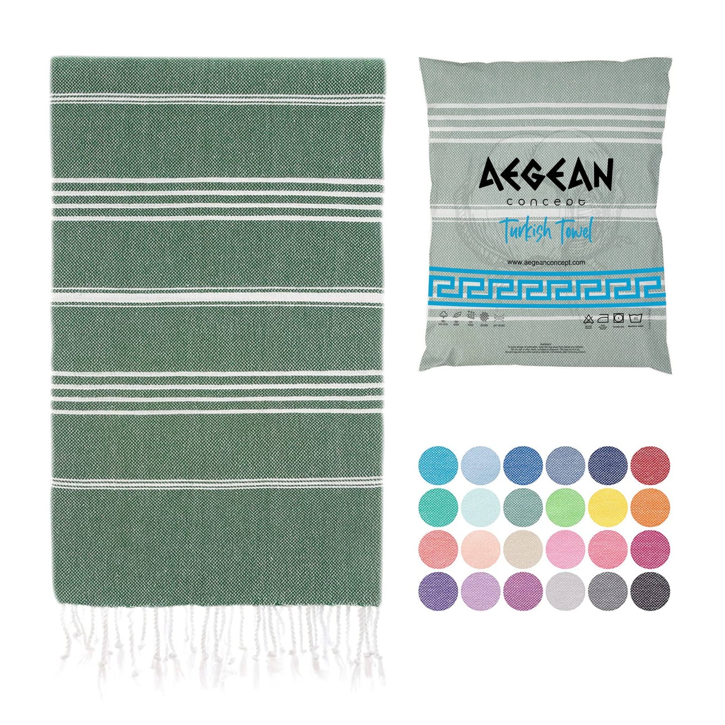 Aegean Concept Turkish Beach Towel, Oversized, Quick-Dry