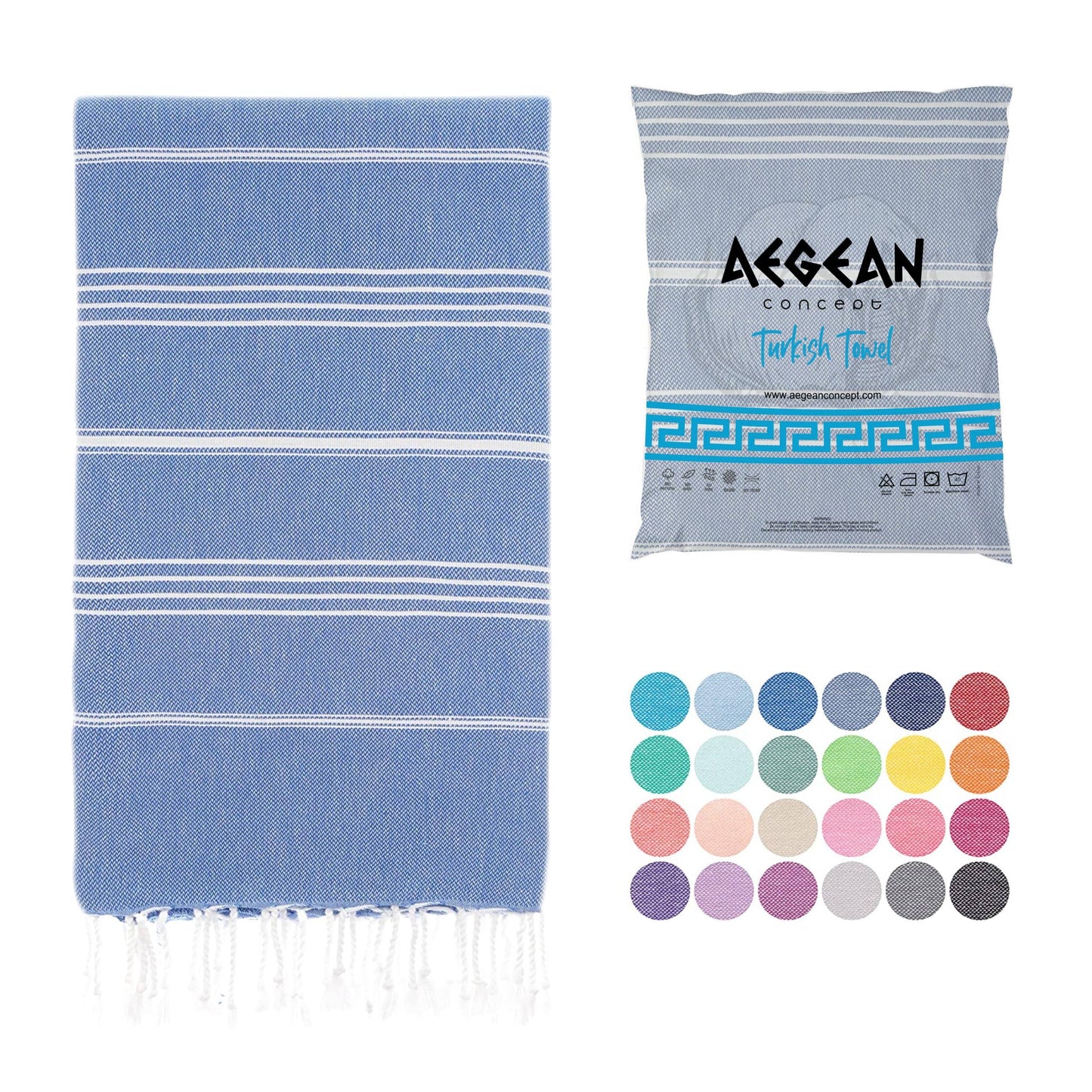 Aegean Concept Turkish Beach Towel, Oversized, Quick-Dry