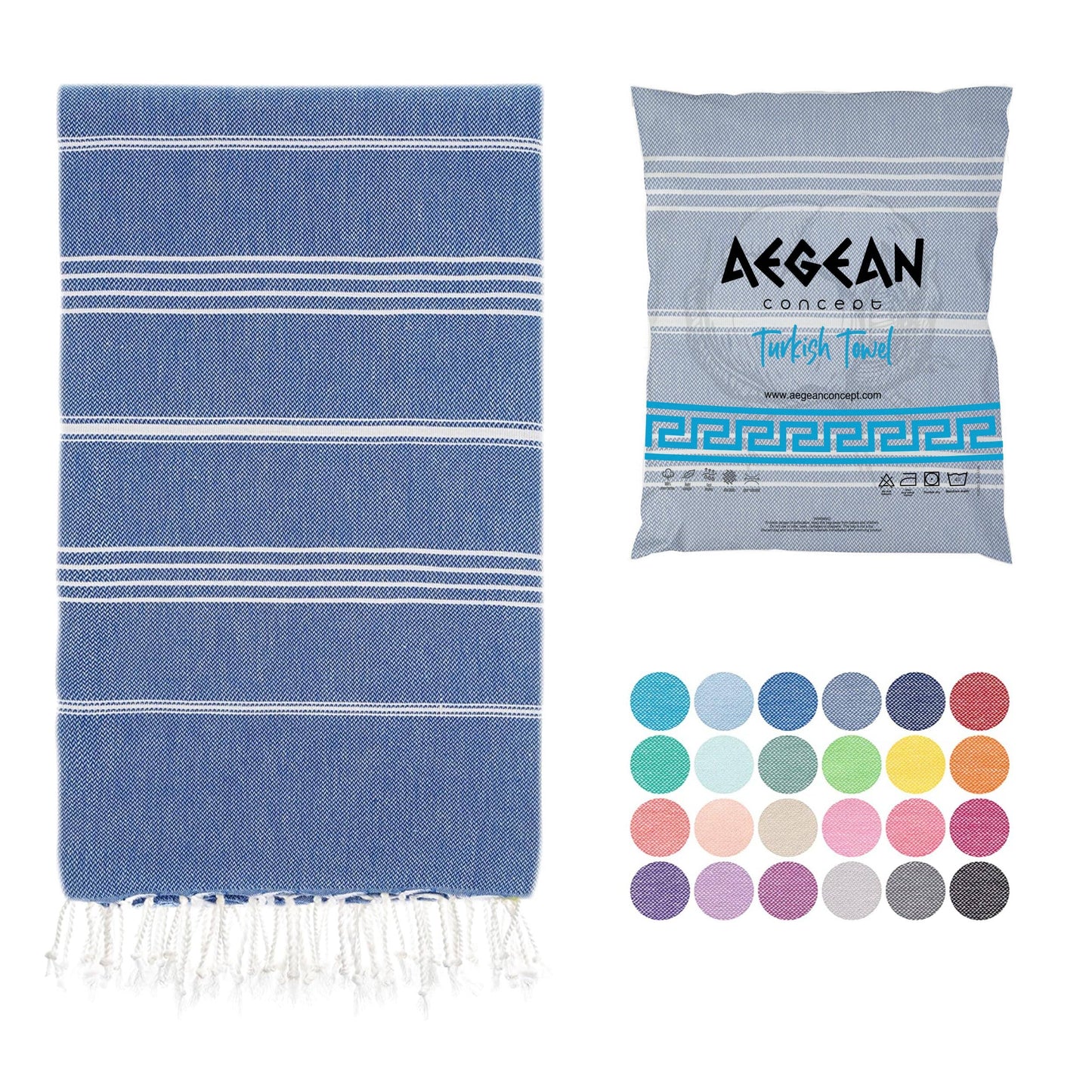 Aegean Concept Turkish Beach Towel, Oversized, Quick-Dry
