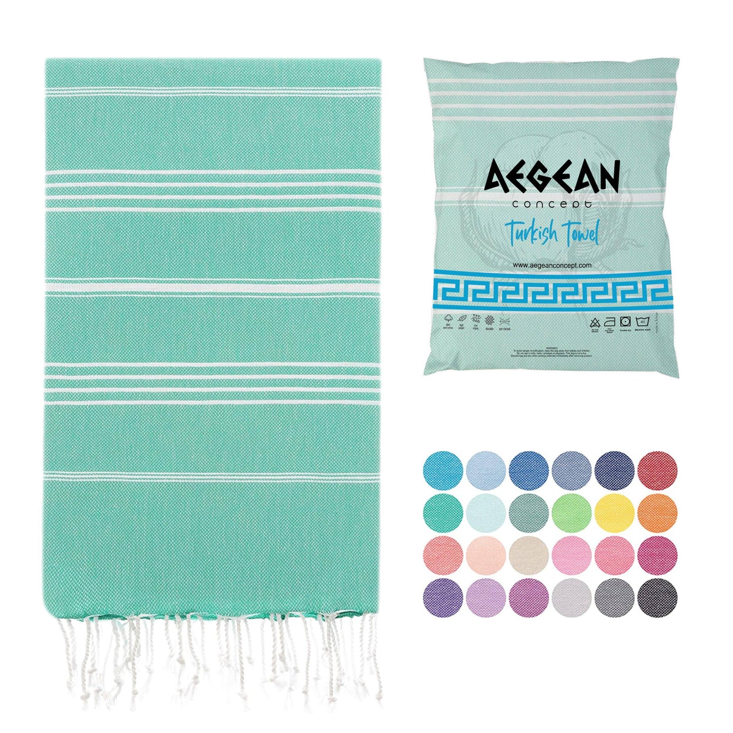 Aegean Concept Turkish Beach Towel, Oversized, Quick-Dry