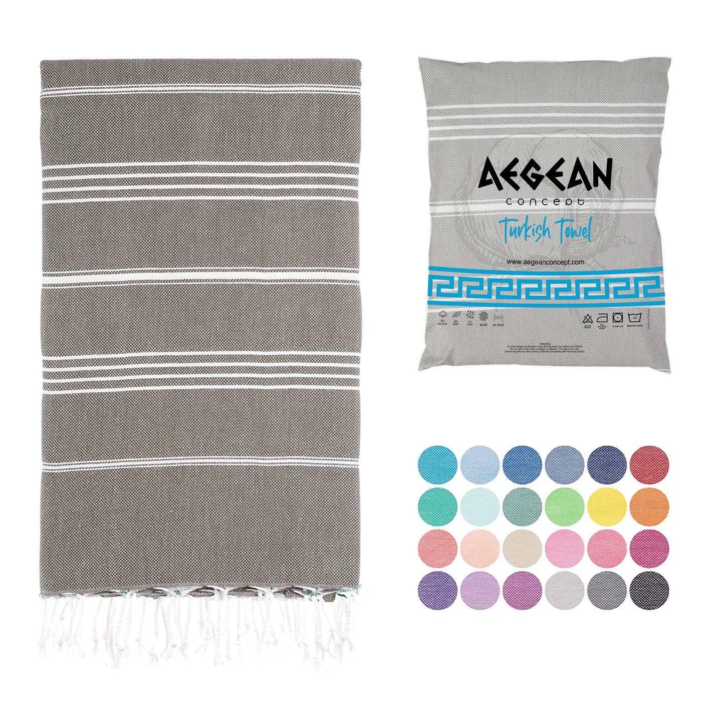 Aegean Concept Turkish Beach Towel, Oversized, Quick-Dry