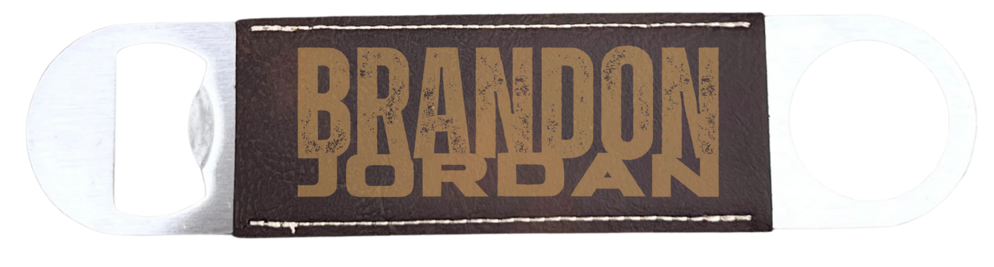 Brandon Jordan - Laser Engraved - Leather Bottle Opener
