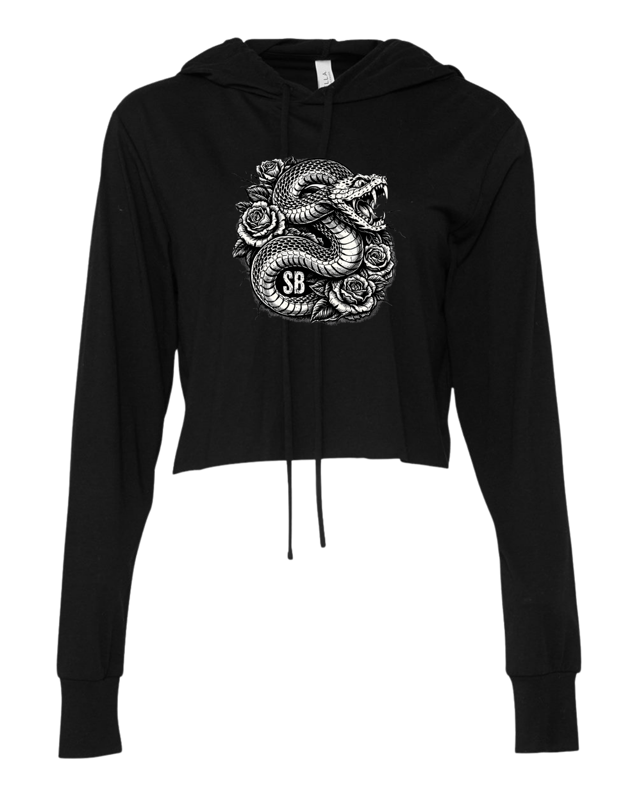 SB Creations Cropped Lightweight T-Shirt Hoodie - Black