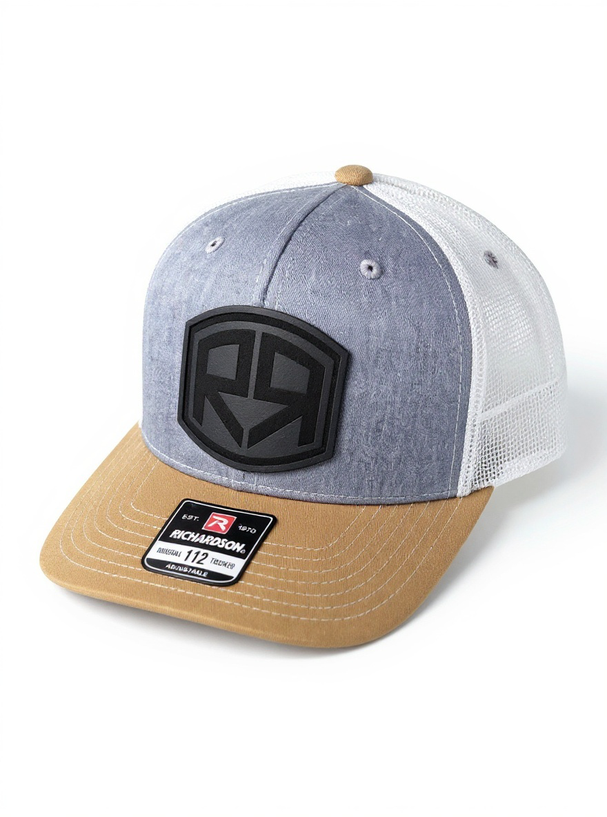 Richardson 112 - River & Ray Logo - Heather Gray/White/Gold