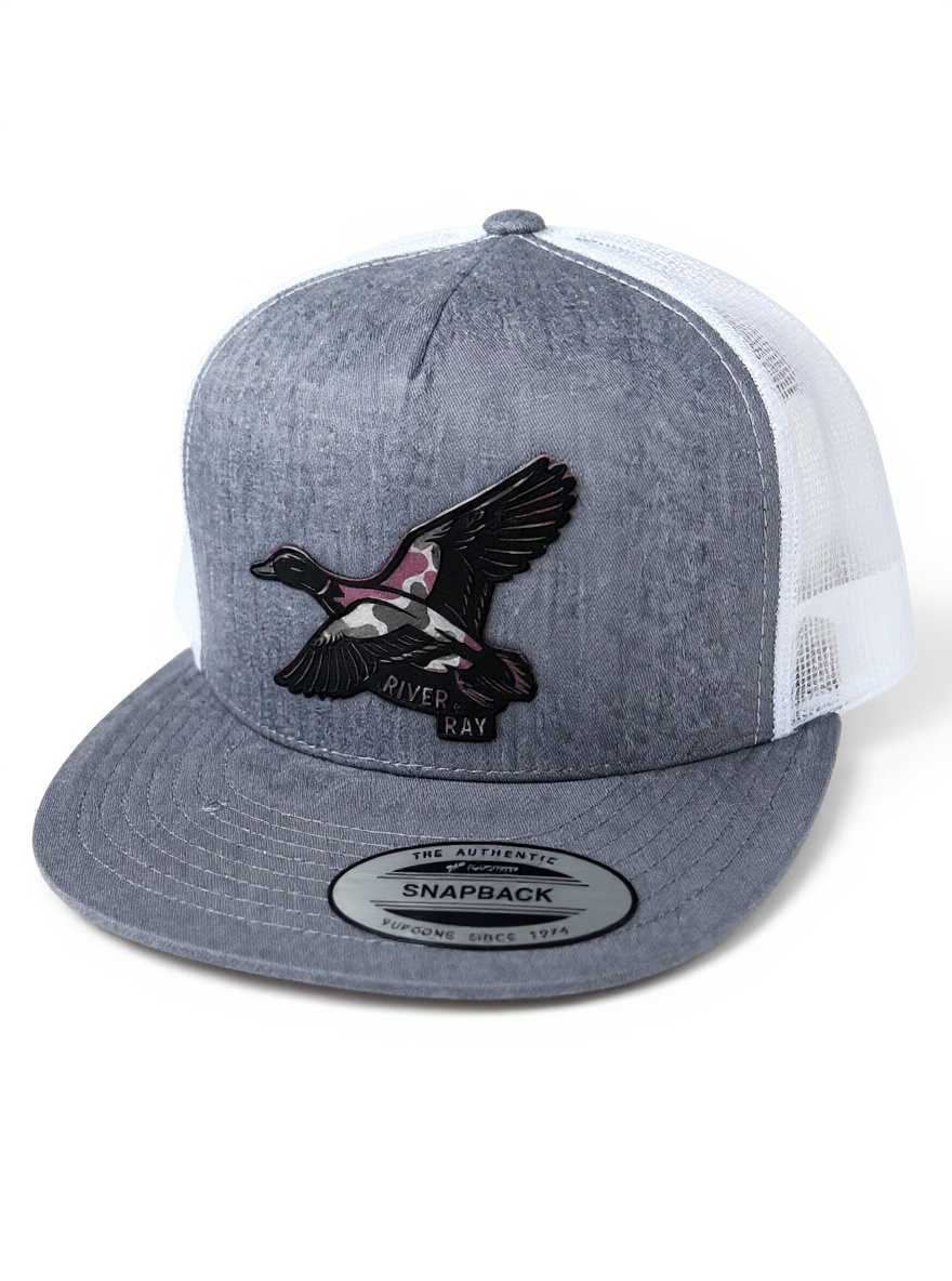 YP 6006 - Flat Bill - River & Ray Logo - Heather Gray/White