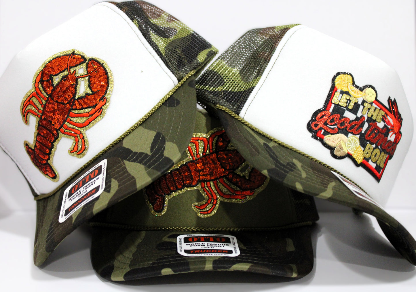 Viral Crawfish Sequin Foam Truck Hats