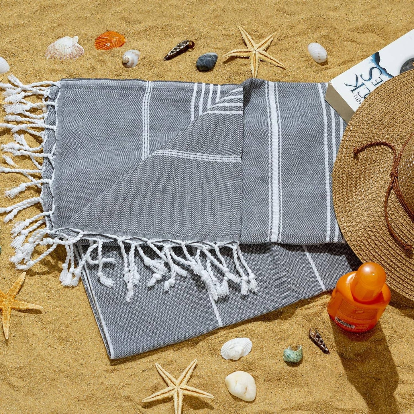 Aegean Concept Turkish Beach Towel, Oversized, Quick-Dry