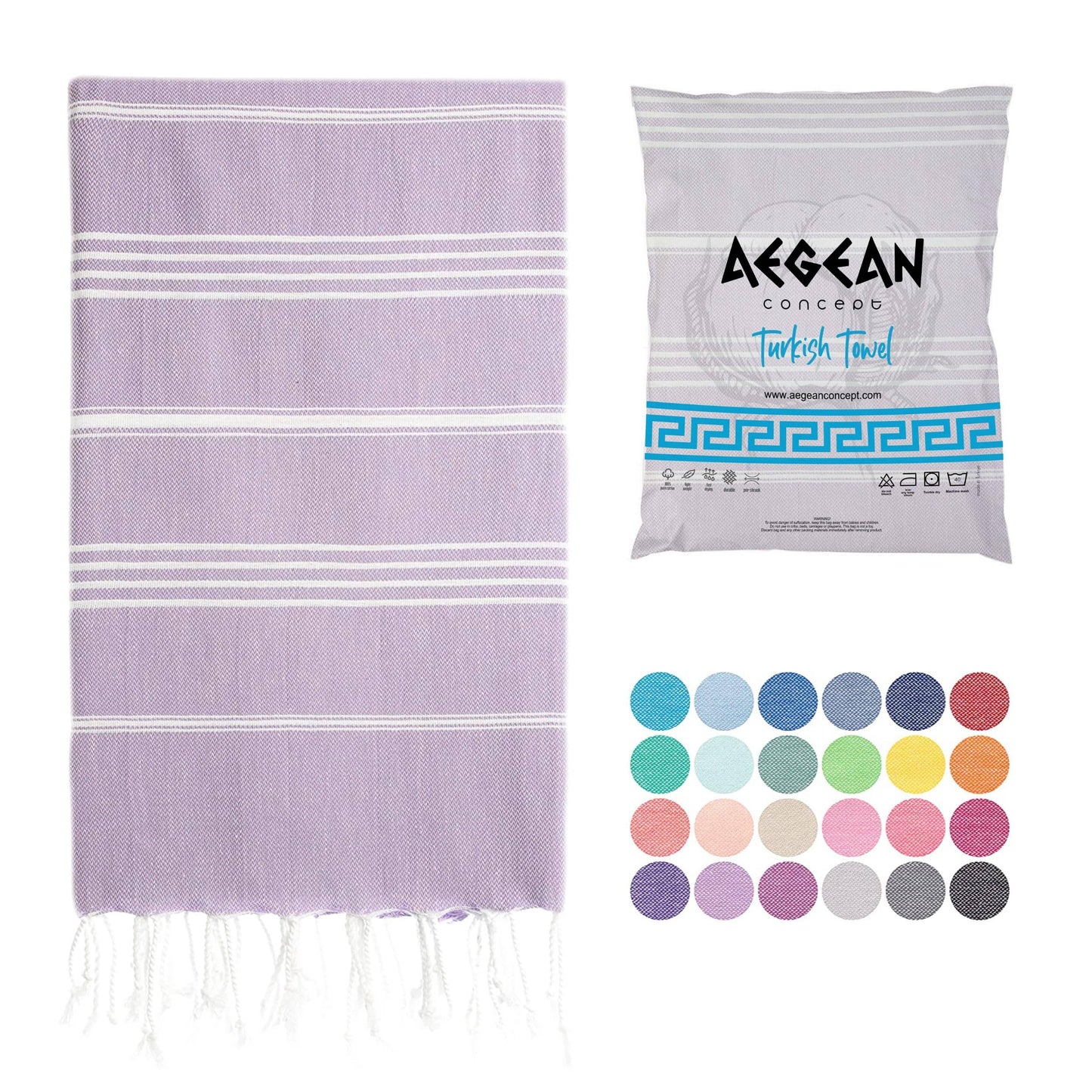 Aegean Concept Turkish Beach Towel, Oversized, Quick-Dry