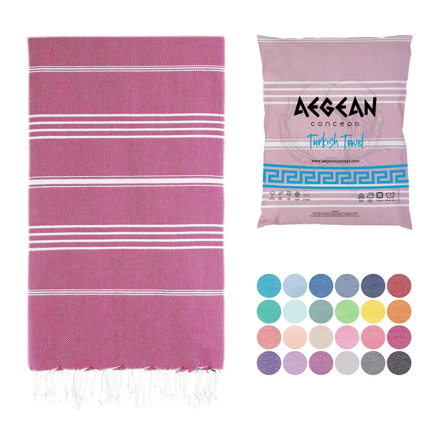 Aegean Concept Turkish Beach Towel, Oversized, Quick-Dry