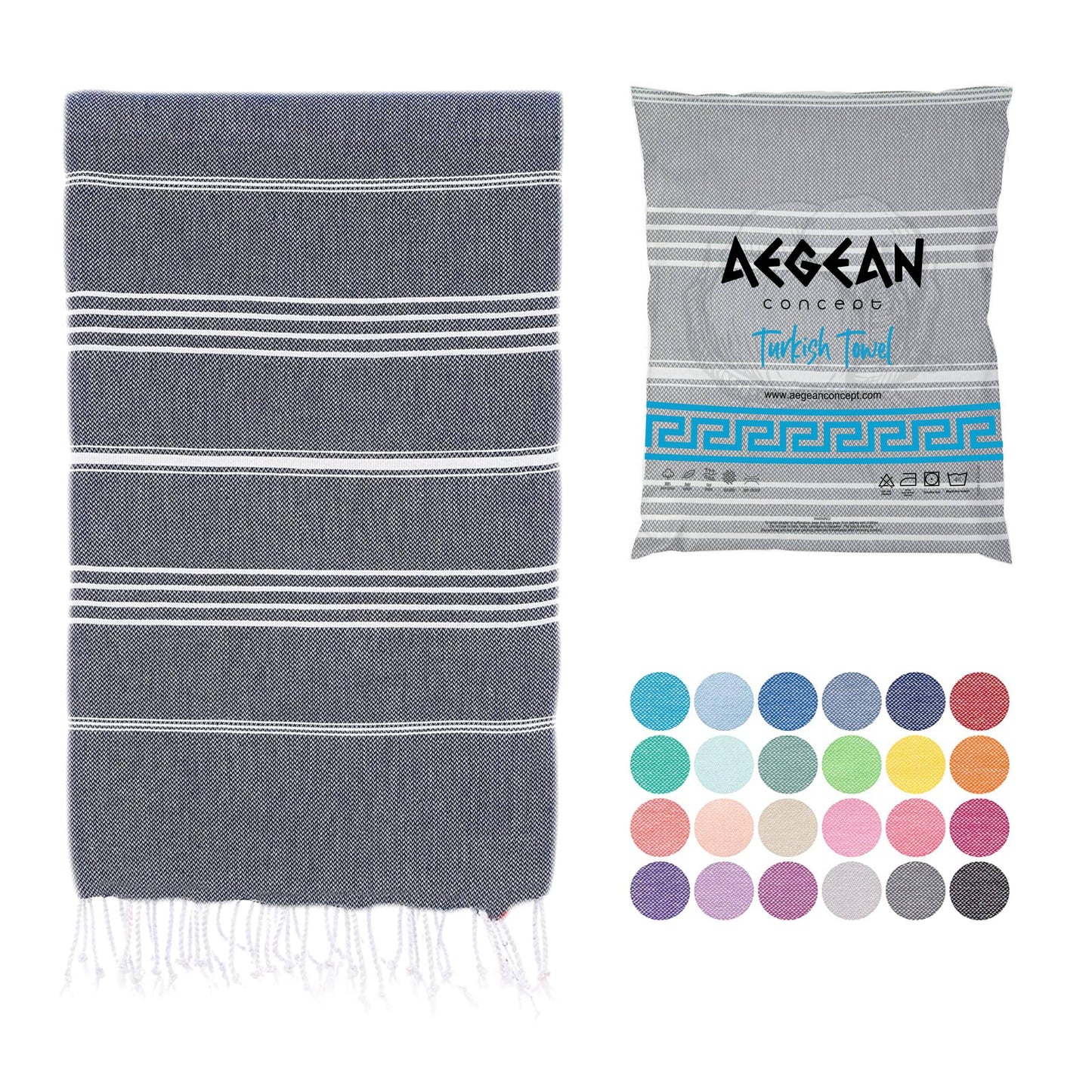 Aegean Concept Turkish Beach Towel, Oversized, Quick-Dry