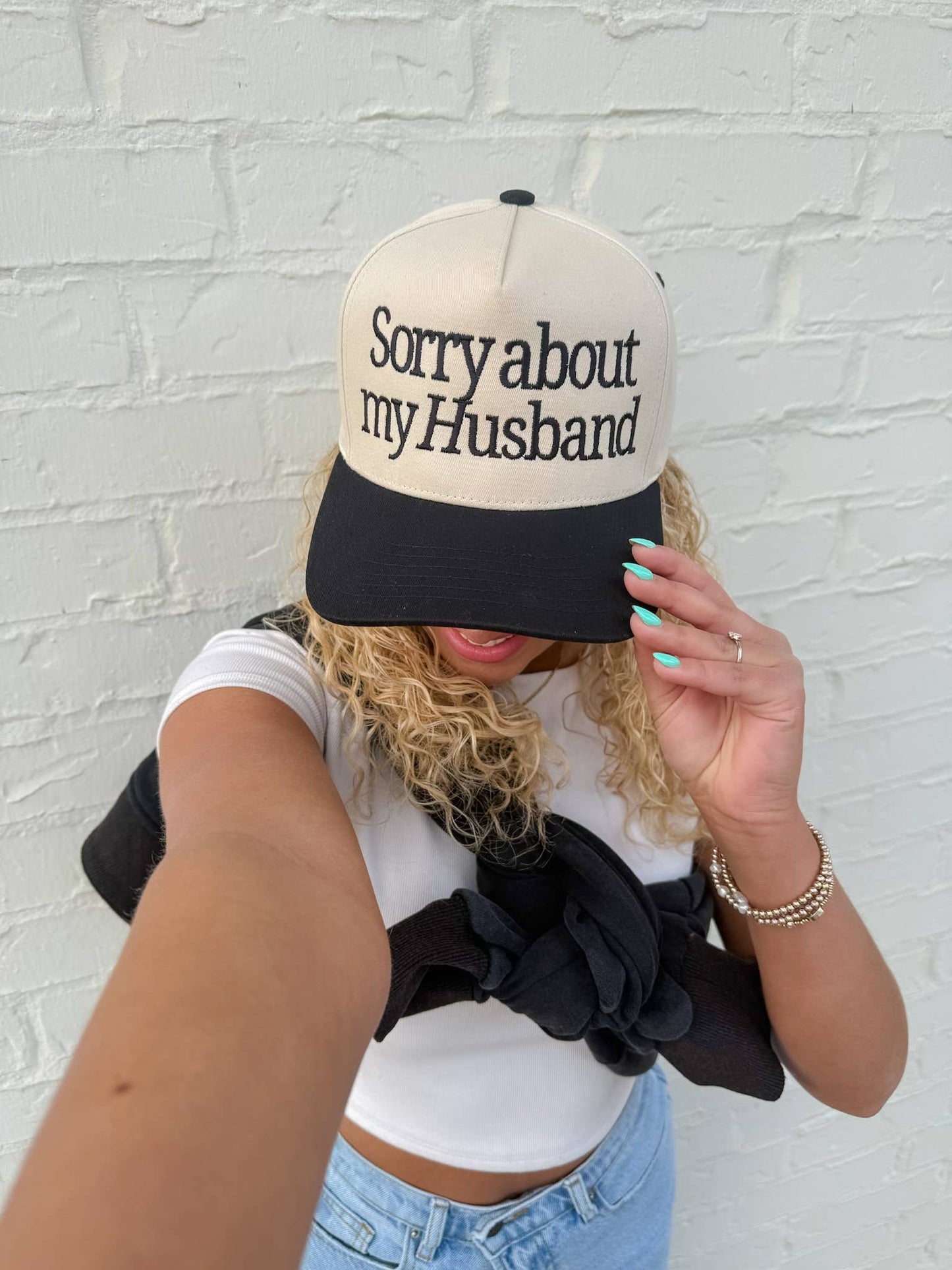 Sorry About my Husband C.C Embroidered Trucker Hat TCM0002
