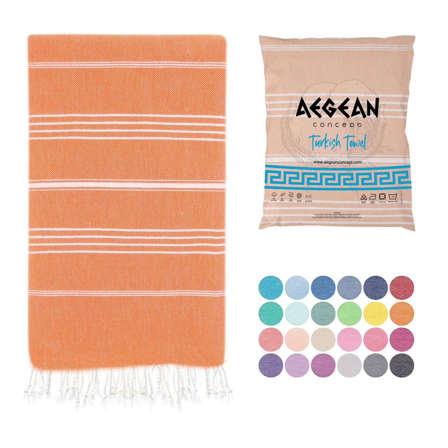 Aegean Concept Turkish Beach Towel, Oversized, Quick-Dry