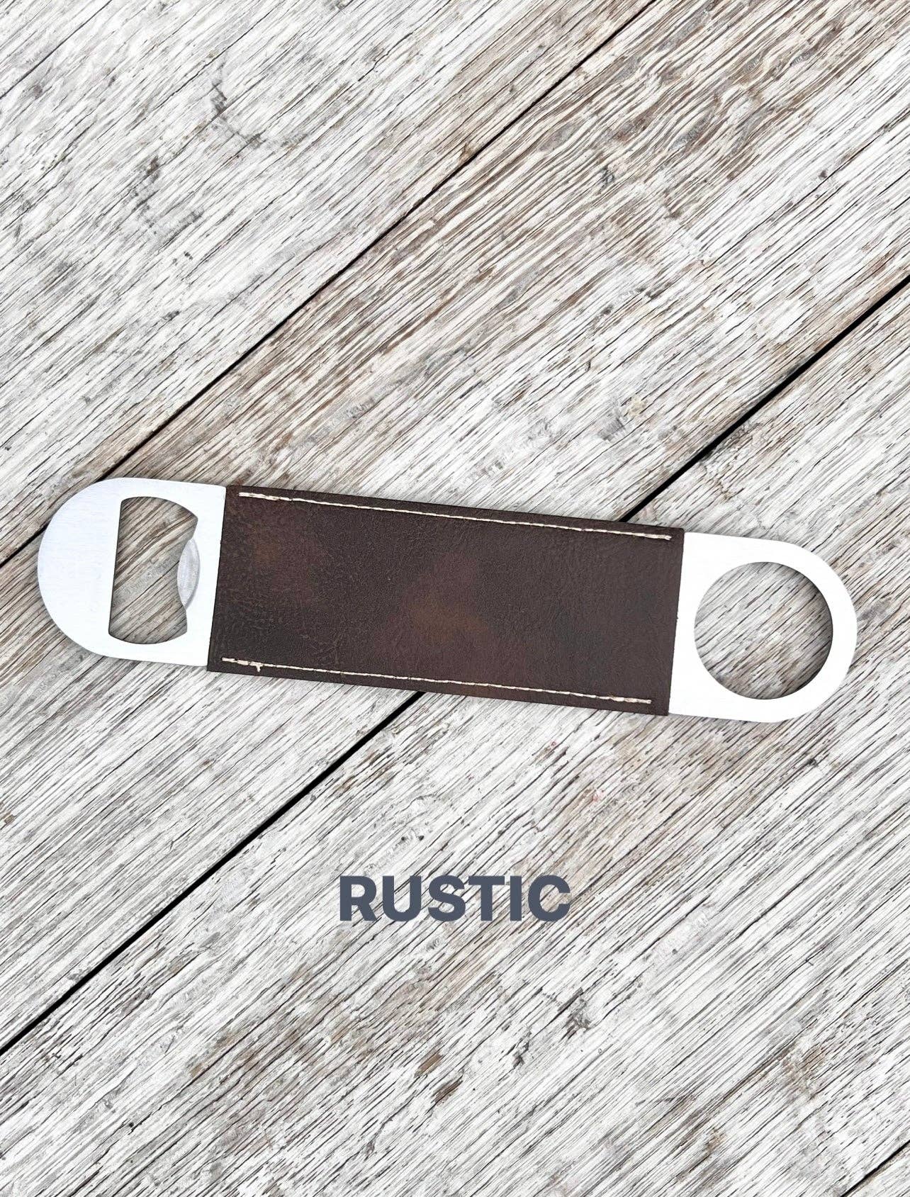 Laserable Leatherette/Cork Paddle Style Bottle Opener