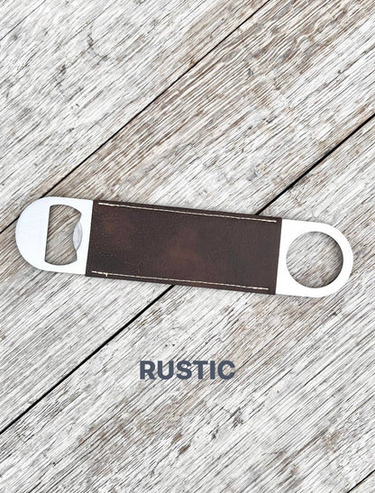 Laserable Leatherette/Cork Paddle Style Bottle Opener
