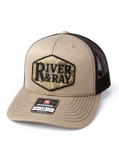 Richardson 112 - River & Ray Logo - Khaki/Coffee