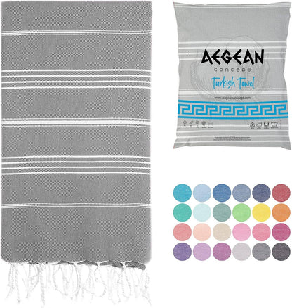 Aegean Concept Turkish Beach Towel, Oversized, Quick-Dry