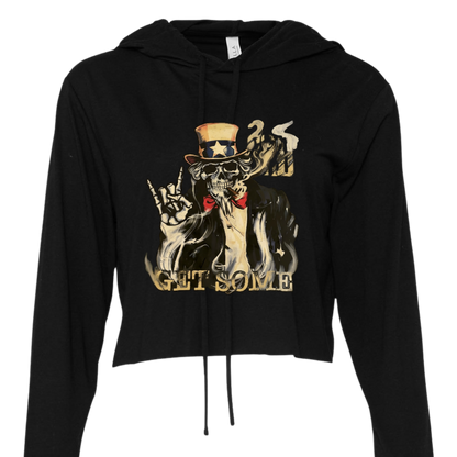 SB Creations Cropped Lightweight T-Shirt Hoodie - Black