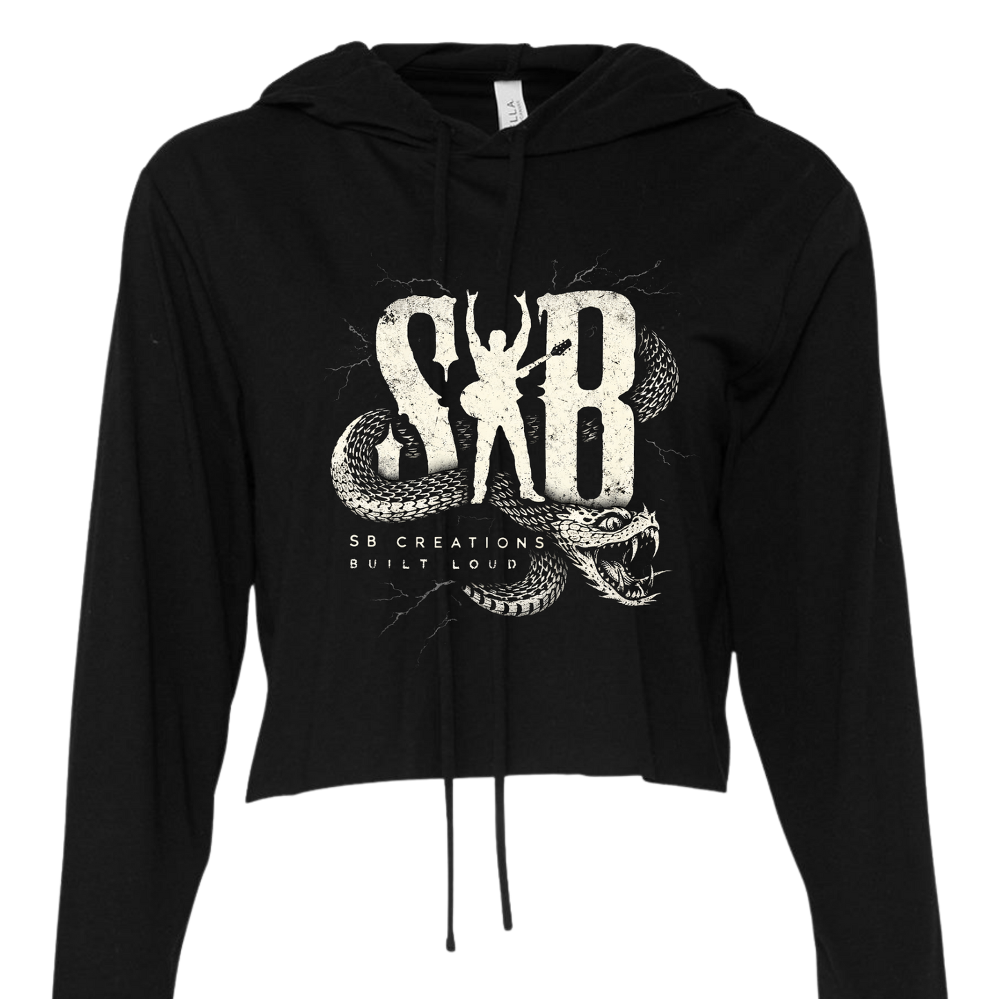 SB Creations Cropped Lightweight T-Shirt Hoodie - Black