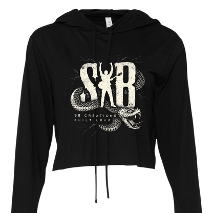 SB Creations Cropped Lightweight T-Shirt Hoodie - Black