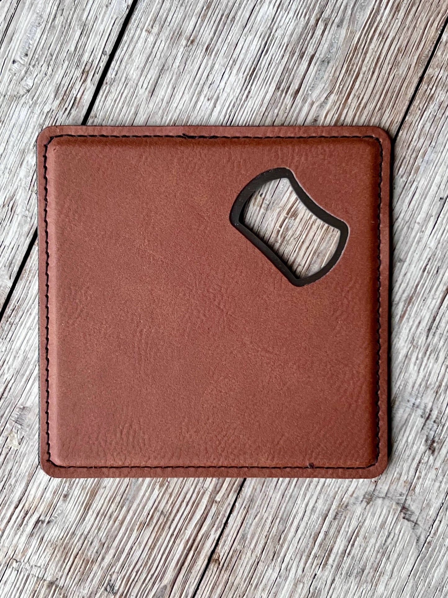 Laserable Leatherette Coaster Bottle Opener