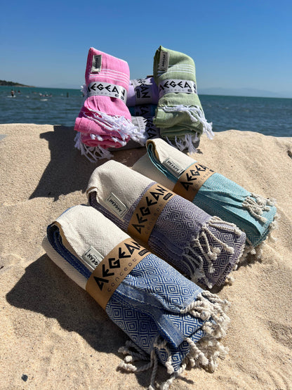 Aegean Concept Turkish Beach Towel, Oversized, Quick-Dry