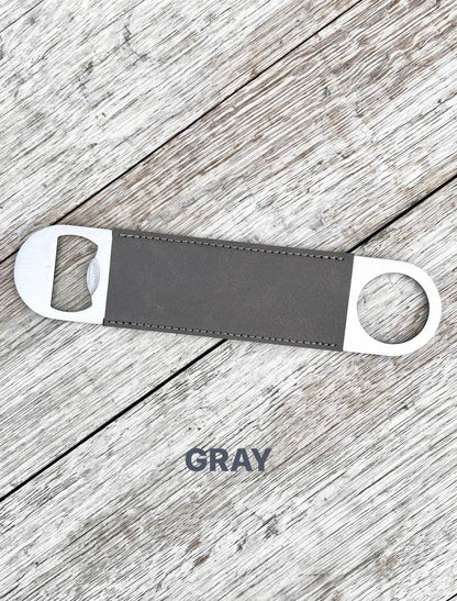 Laserable Leatherette/Cork Paddle Style Bottle Opener