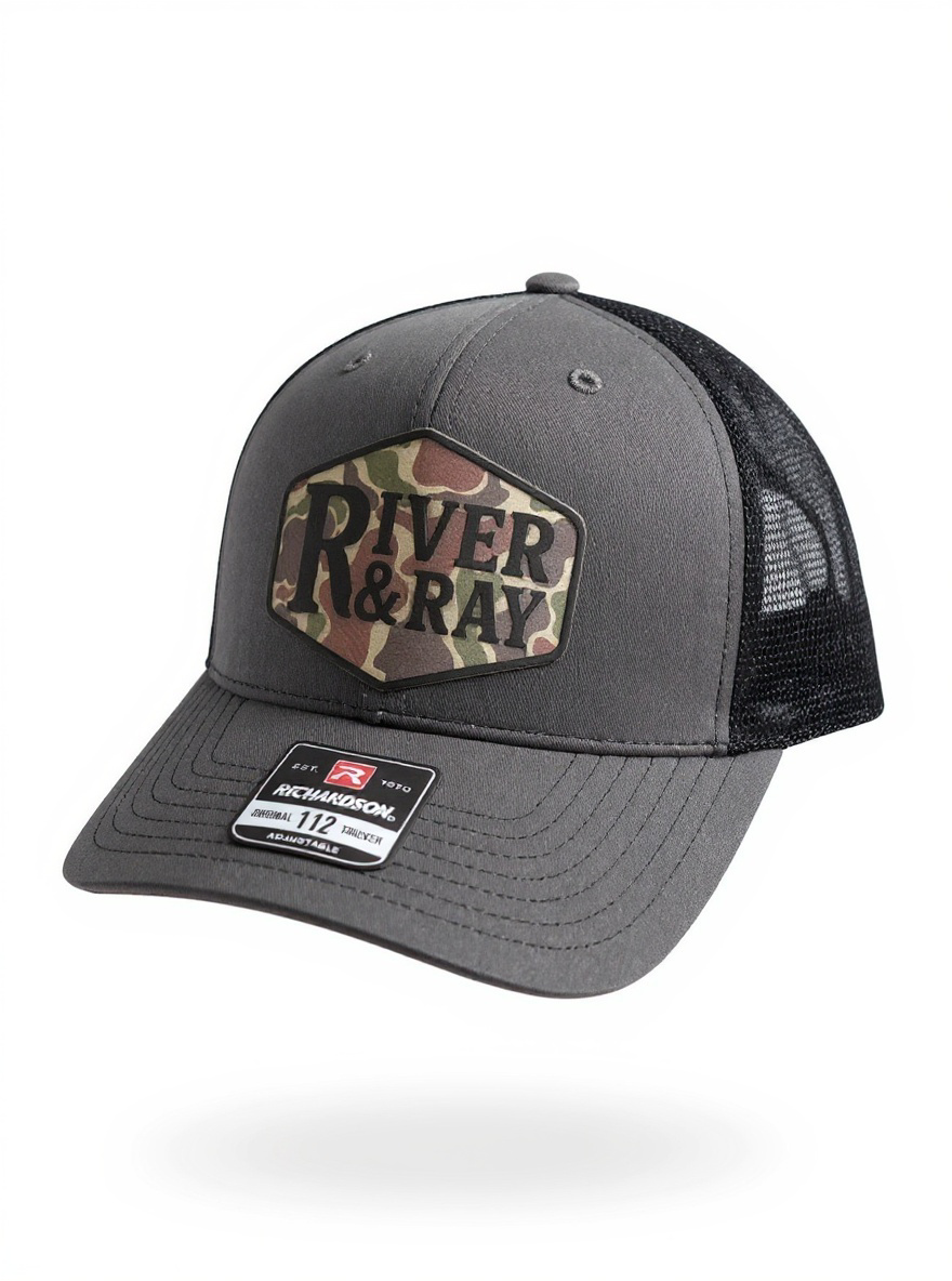 Richardson 112 - River & Ray Logo - Charcoal/Black