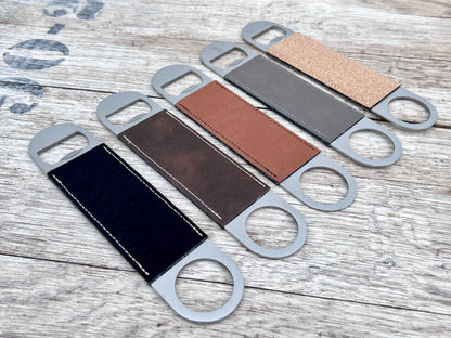 Laserable Leatherette/Cork Paddle Style Bottle Opener
