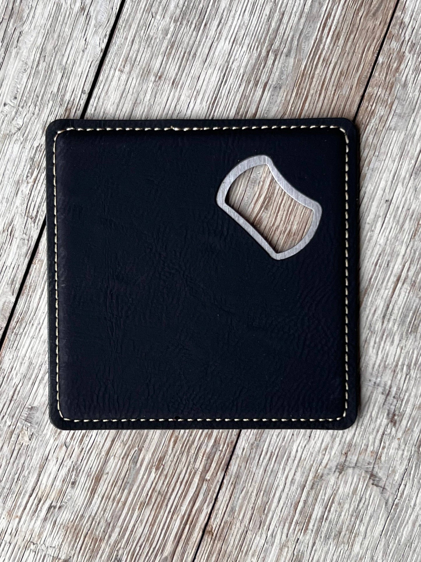 Laserable Leatherette Coaster Bottle Opener