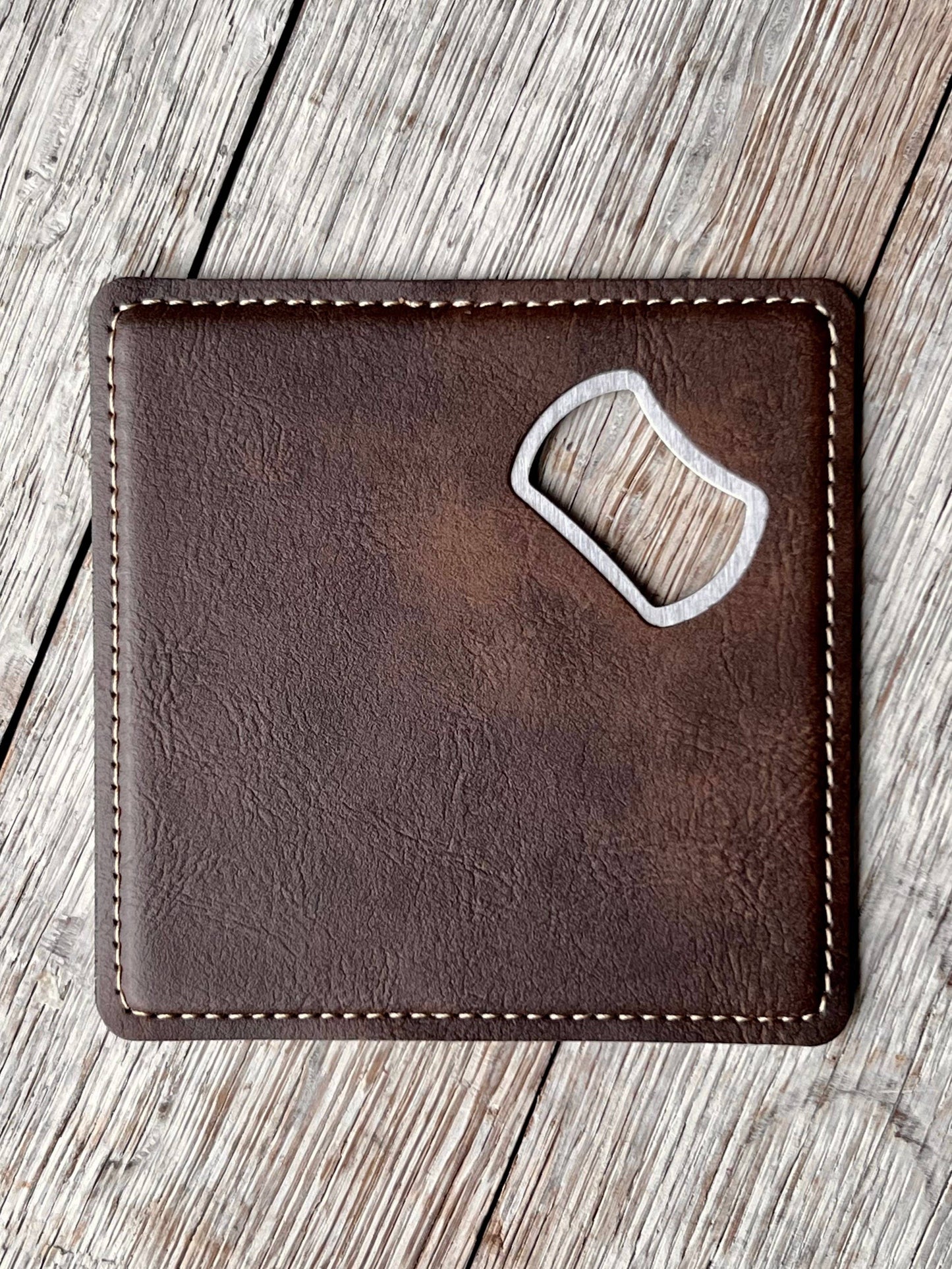 Laserable Leatherette Coaster Bottle Opener