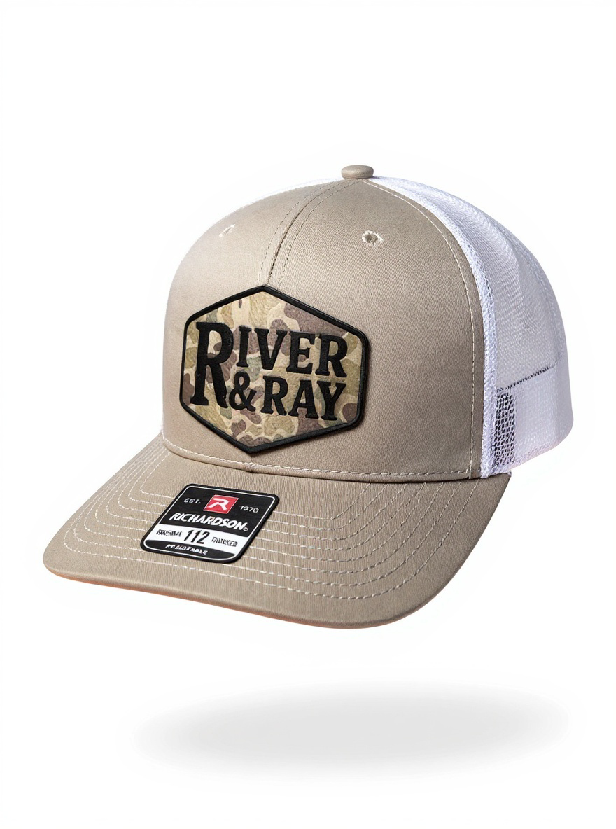 Richardson 112 - River & Ray Logo - Khaki/White