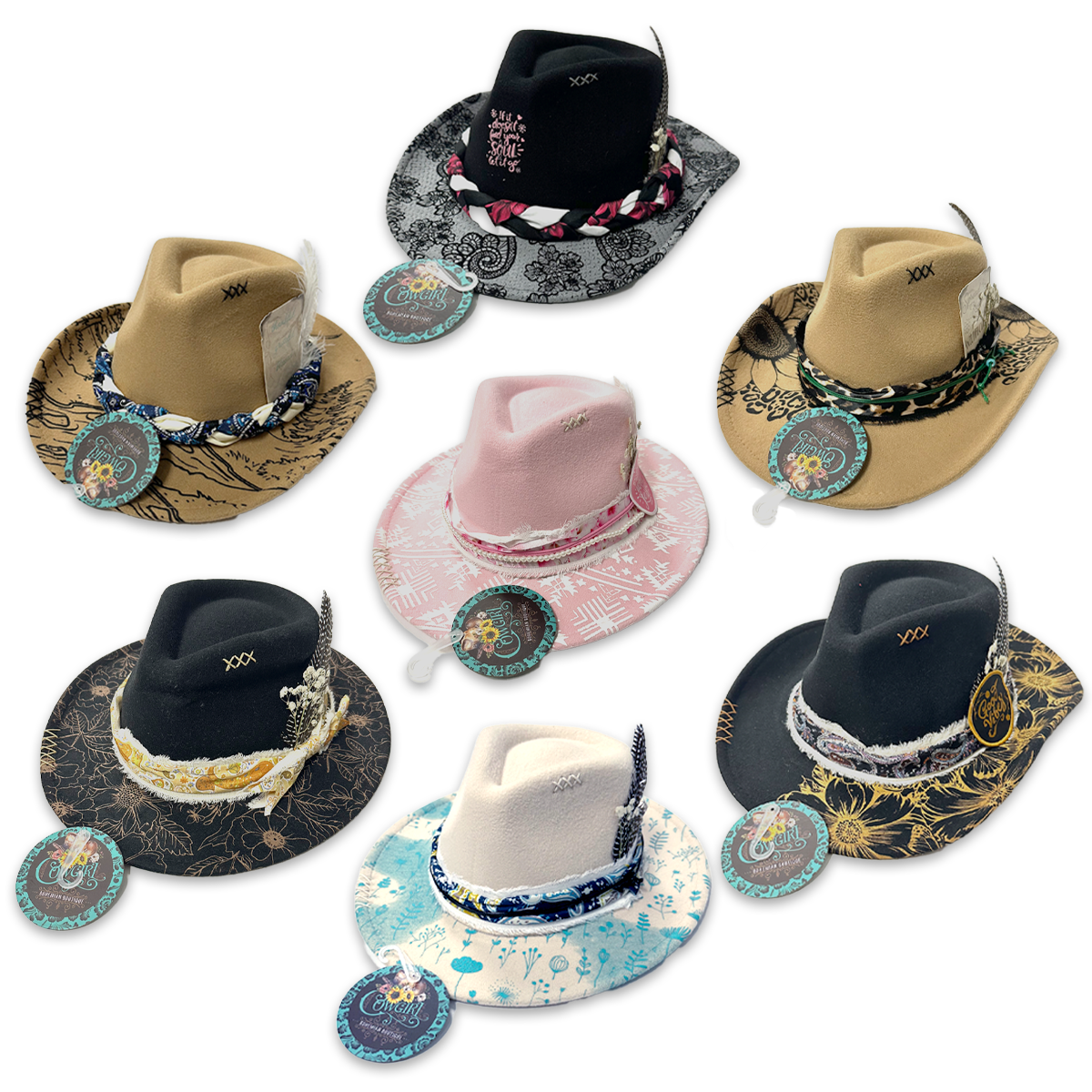 Novelty Cowgirl Western Flair Hat Assortment