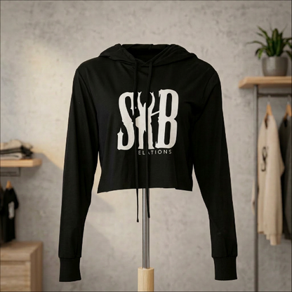 SB Creations Cropped Lightweight T-Shirt Hoodie - Black