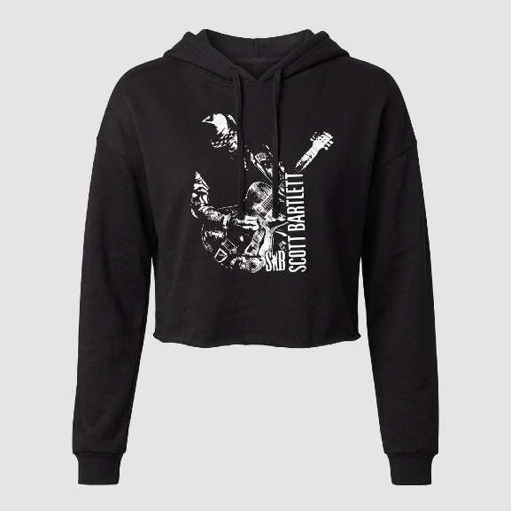 SB Creations Cropped Lightweight T-Shirt Hoodie - Black