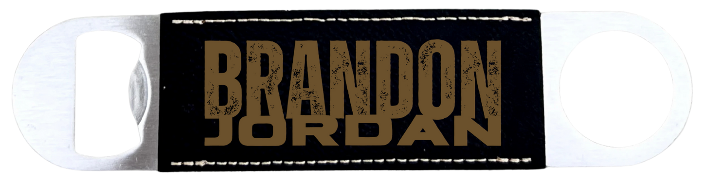 Laserable Leatherette/Cork Paddle Style Bottle Opener