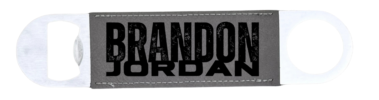 Laserable Leatherette/Cork Paddle Style Bottle Opener