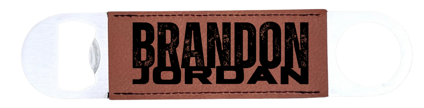 Laserable Leatherette/Cork Paddle Style Bottle Opener