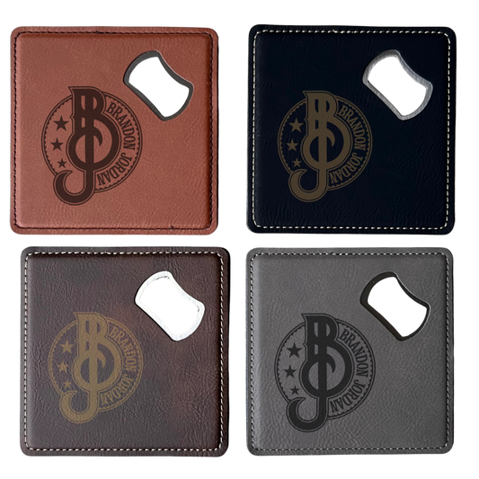 Brandon Jordan - Laser Engraved - Weighted Leather Coaster w/Bottle Opener