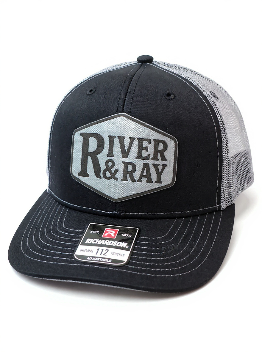 Richardson 112 - River & Ray Logo - Black/Charcoal