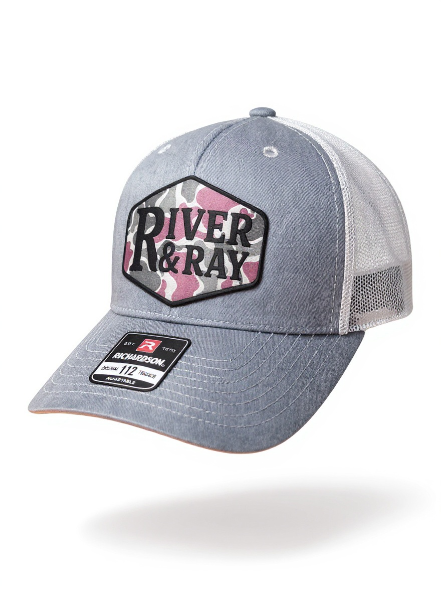Richardson 112 - River & Ray Logo - Heather Gray/Light Gray