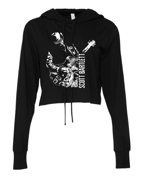 SB Creations Cropped Lightweight T-Shirt Hoodie - Black