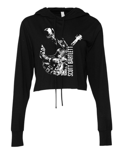 SB Creations Cropped Lightweight T-Shirt Hoodie - Black