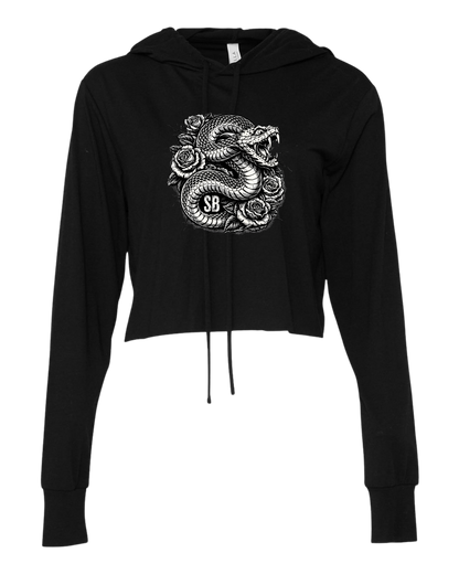 SB Creations Cropped Lightweight T-Shirt Hoodie - Black